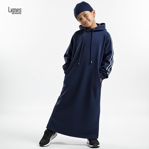 Custom Boy Muslim Middle Eastern Islamic Arabic Clothing Vintage Loose Long Sleeve Drawstring Pockets Full Length <strong>Hooded</strong> <strong>Robe</strong> - Product Image 2