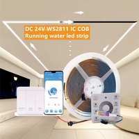 Bande led intelligente coulante cob eau courante led 24v programmable 360leds/m couleur unique cob led bande lumineuse pour la maison