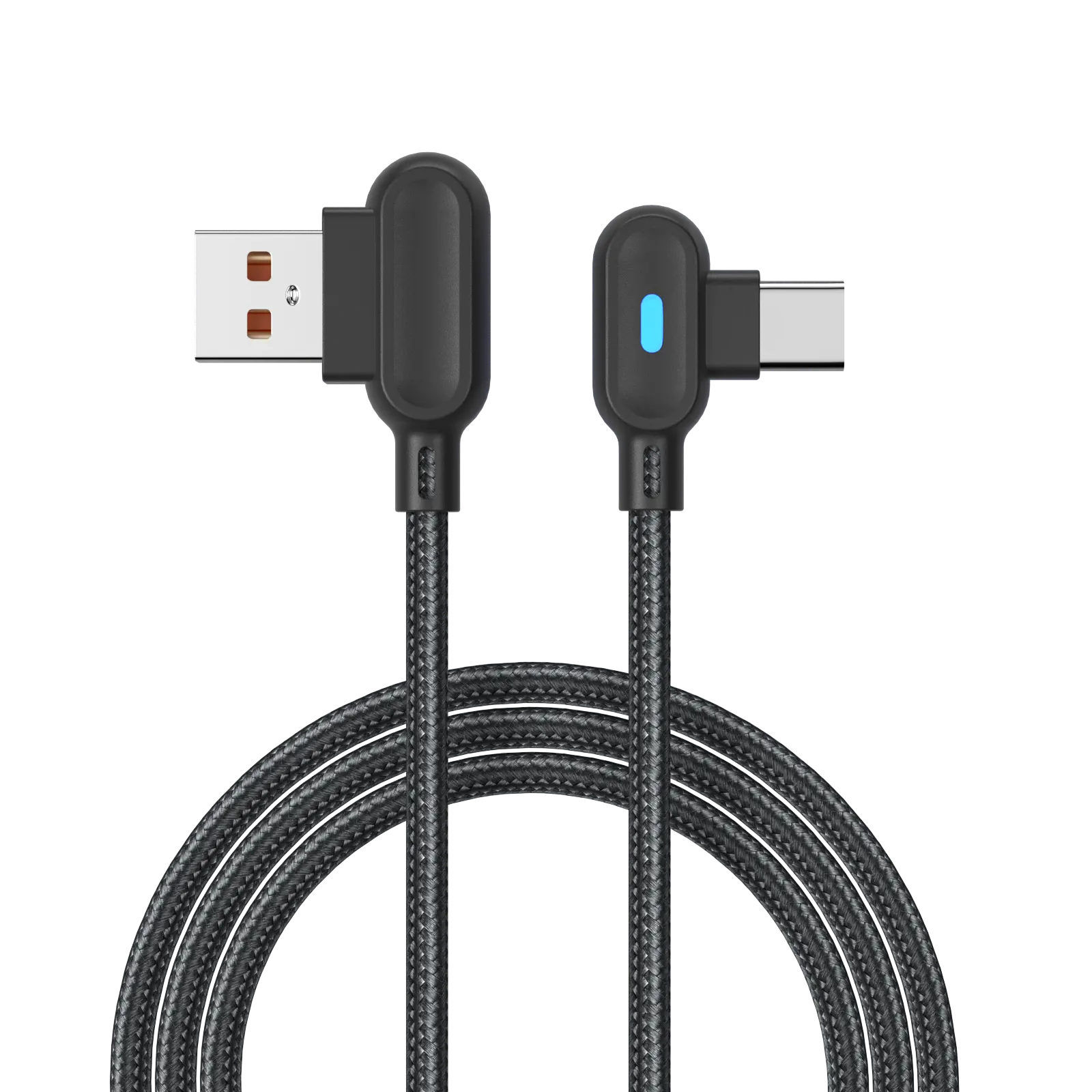 usb-c type c cable 90 degree with led light fast charge wire mobile phone charging cable