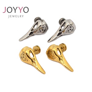 Pendientes <span class=keywords><strong>de</strong></span> Acero Inoxidable con Diseño Único <span class=keywords><strong>de</strong></span> Calavera Vikinga y Cuervo, Ideales <span class=keywords><strong>para</strong></span> Hombres y Mujeres, <span class=keywords><strong>para</strong></span> Uso Diario y Fiestas - Product Image 2