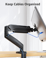 Bras de moniteur simple de 17 à 32 pouces, support de moniteur d'ordinateur à ressort à gaz noir pour bureau