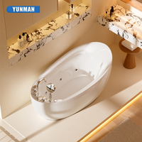 Baignoire rectangulaire autoportante en acrylique blanc mat avec massage par jets d'air, portable, à rétention de chaleur supérieure, pour villa et appartement de luxe modernes