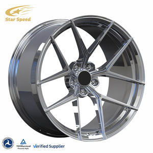 عجلات رياضية فضية من الفولاذ المقاوم للصدأ مقاس A4 18×8.5 وS6 وA3 وS4 وRS6 و21 و20×10 و18 و19 بوصة، عجلات سباق مصنوعة خصيصًا لسيارات أودي من الكروم والسبائك 5×112 - Product Image 1