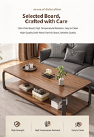 Table basse, table basse compacte pour appartement, maison ou bureau, table basse carrée simple à double niveau pour location.