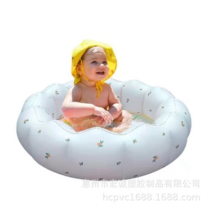 <b>Inflatable</b> Baby <b>Bath</b> Seat With Lemon Print 0-12 Months White Portable Chair For Infants - Product Image 4