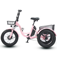 Triciclo eléctrico de 3 ruedas, 48V 500W, cuadro de aleación de aluminio, capacidad de carga de 200 kg, bicicleta para adultos, personas mayores, carga, camping y reparto.
