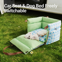 Siège de Voiture Portable Carré pour Animaux de Compagnie avec Appuie-tête Réglable, Housse Amovible et Coussin, Lit de Voyage Extensible pour Chien et Chat