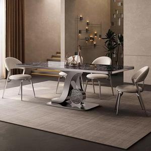 Luxuriöses Schwarzes Modernes Rechteckiges Massivholz Esszimmer-Set mit <span class=keywords><strong>6</strong></span> und 8 Stühlen Esstisch - Product Image 2