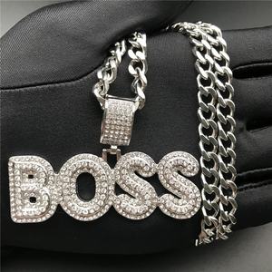 Beiyan produk baru mode hip hop berlian <span class=keywords><strong>boss</strong></span> alfabet huruf liontin baja tahan karat - Product Image 2