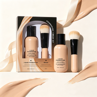 Kit Cadeau Fond de Teint Liquide Longue Tenue Imperméable 12 Couleurs à Faible MOQ et Pinceau Applicateur – Couvrance Totale Fini Mat pour le Visage
