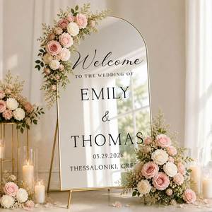 Wedding Mirror Decal Custom Welcome Sign Vinyl Lettering <b>Sticker</b>, <b>Personalized</b> Wedding Decor with Couple Names Date - Product Image 1
