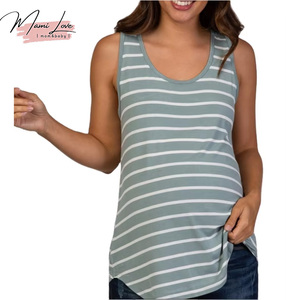 Camiseta sin mangas a rayas color salvia para embarazadas, top de <span class=keywords><strong>lactancia</strong></span>, <span class=keywords><strong>ropa</strong></span> de maternidad económica - Product Image 1