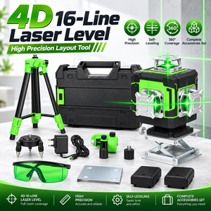 DERUIDA Outils à main multifonctionnels, niveau laser rotatif 4D 16 lignes vert, niveaux laser automatiques populaires avec trépied DIY pour une utilisation facile - Product Image 6