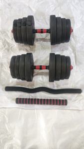 <span class=keywords><strong>Kit</strong></span> d'<span class=keywords><strong>haltères</strong></span> en plastique réglables économiques et pratiques OEM avec barre d'extension droite et incurvée - Product Image 2