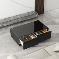 Table basse de luxe avec deux tiroirs réfrigérés intégrés, écran tactile électrique et recharge sans fil pour la maison, l'hôtel et l'appartement