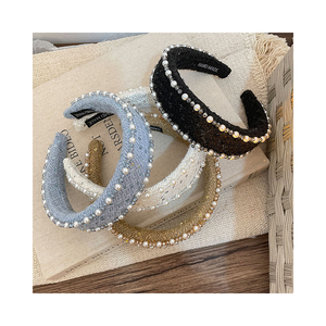 New Pha Lê <span class=keywords><strong>Sequin</strong></span> Ngọc Trai Phụ Nữ <span class=keywords><strong>Headband</strong></span> Tiên Tiến Cảm Giác Rộng Cạnh Của Cô Gái <span class=keywords><strong>Headband</strong></span> Kint Phong Cách Ánh Sáng Sang Trọng Hairband Phụ Kiện - Product Image 1