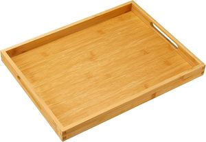 Bandeja de desayuno de bambú con asa Bandeja de madera para comer, almacenamiento de trabajo Para dormitorios Cocina Sala de estar Baño - Product Image 6