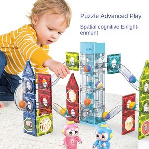 2024 bloques de vástago DIY bola rodante eléctrica magnética bloques de construcción pista de bolas bloques magnéticos juguetes de construcción con música - Product Image 2