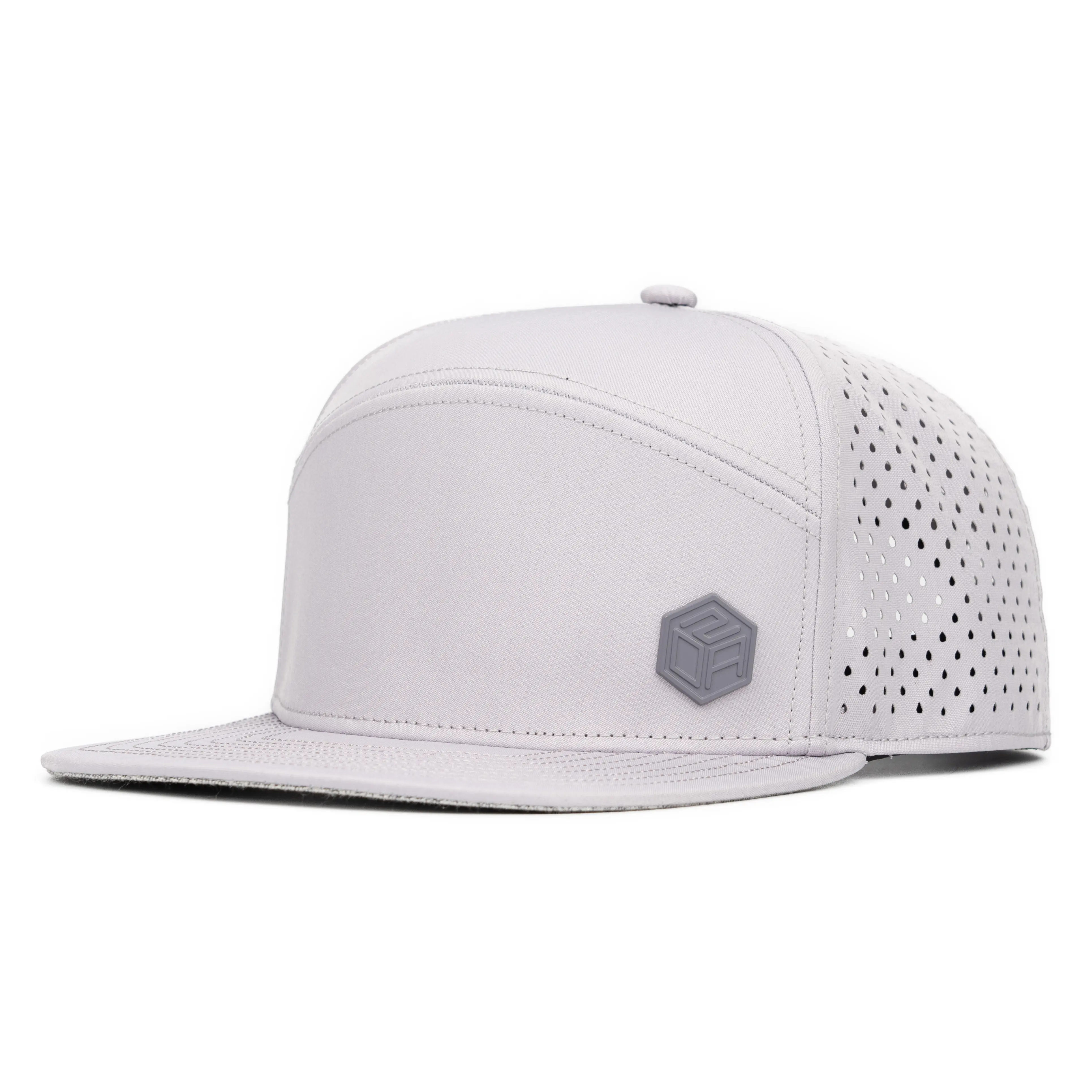 TCAP White Color 6 Panels Rubber Patches Flat Brim Camp Cap For Man