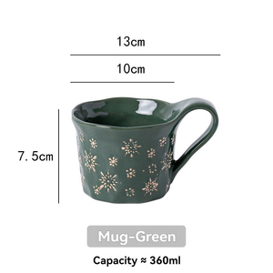 Tasses à café en céramique de style nordique pour Noël, tasses à eau en céramique, assiettes à dessert et assiettes à steak occidentales pour la maison - Product Image 4