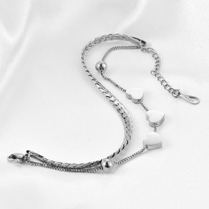 Bracelet en acier inoxydable doré à double couche en forme de cœur, bijoux unisexes, cadeau - Product Image 4