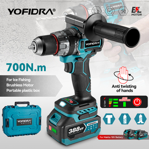 <span class=keywords><strong>Taladro</strong></span> <span class=keywords><strong>Atornillador</strong></span> Eléctrico Inalámbrico YOFIDRA de 13 mm, 20+3 Nm de Torque, para Romper Hielo y Aflojar Tierra, Compatible con Baterías Makita de 18-21 V - Product Image 1