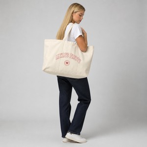 Sac fourre-tout en toile robuste avec poche avant et poche intérieure, grande capacité, sac de shopping réutilisable en coton pour femmes, plage - Product Image 2