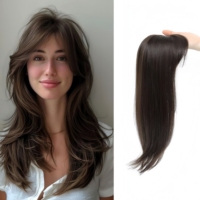 Wholesale Straight Synthetic Hair <strong>Toppers</strong> With 3 Clips Hair Extensions Natural <strong>Topper</strong> Hairpieces for Women with Bangs 6 Colors