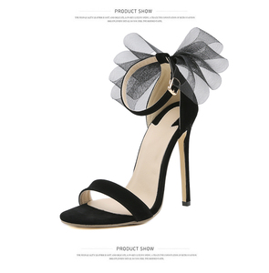 2022 European Street Style Ribbon Bow 12cm High Heel <b>Sandals</b> Available in Sizes 35-42 - Product Image 5