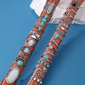 Allin Ensemble de bijoux rétro Bohème Turquoise pour femme Collier en alliage 50 pièces Bracelet Boucles d'oreilles Anneaux Accessoire Accessoires de plage - Product Image 2