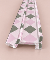 Ensemble de supports de mahjong en acrylique Harlequin rose et gris avec panneaux à motif losanges