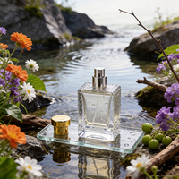 Botol Parfum Kaca Dekant Mewah Modern Bentuk Kotak Pipih 30ml 50ml 100ml, Segel Roller, Ukiran Matte Frost
