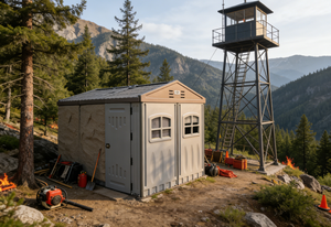 ביתן גינה נייד מודולרי מוכן מראש, עמיד למים, מופעל באנרגיה סולארית, ידידותי לסביבה, עשוי HDPE, קטן ונייד. - Product Image 3