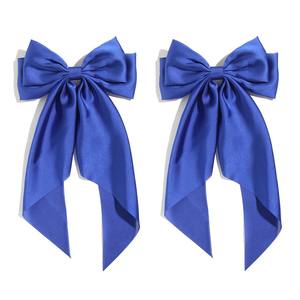 Pinza de pelo con lazo de satén azul púrpura, pasadores de lazo para niñas grandes, de Metal <span class=keywords><strong>Clips</strong></span>, horquilla de Cinta Larga, pinza de pelo para mujer - Product Image 4