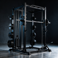 Machine Smith multifonctionnelle à quatre stations avec poulie à câble, fonction Landmine et fonction Dip, robuste pour salle de sport multifonctionnelle