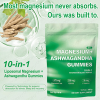 Gummies de magnésium OEM avec Ashwagandha, mélange de magnésium 10-en-1 pour le soulagement du stress, la tranquillité et le soutien du sommeil, 60 unités, complément alimentaire