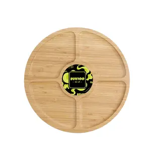 Yufan China Factory 30cm Wooden Bamboo Dried Fruit Snack Plate Round Bamboo Tray