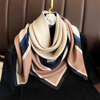 Nouveau Foulard Carré de Luxe en Soie 90x90cm, Imprimé Lettre H Tendance, en Soie Sergée, pour Femme, Petit Foulard de Cou, Bandana