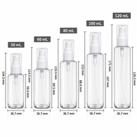 Flacon vaporisateur facial 50ml 60ml 80ml 100ml 120ml en PET transparent avec pulvérisateur à brume fine, emballage cosmétique vide en plastique