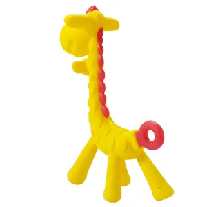 The child's favorite food-grade silicone giraffe gum assist toy animal teether baby teether silicone