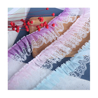 En stock : Tissu en mousseline plissée double couche de 5 cm avec bord brut en gaze et dentelle en maille, idéal pour vêtements et projets DIY