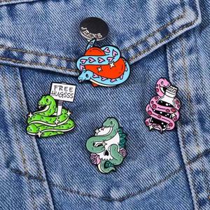 Custom Cartoon Snake Enamel Pins Irregular Shape Zinc Alloy Hard Enamel Animal Theme Art Collectible Metal <b>Craft</b> Accessories - Product Image 4