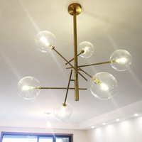 Nordique Simple 4/6/8 lumières G9 ampoule luxe cristal boule de verre lustre suspension pour chevet chambre salon