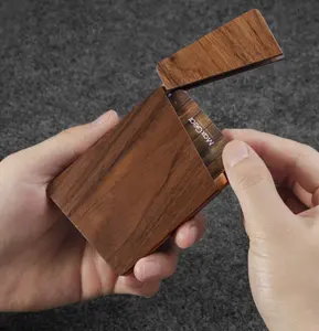 Walnut ultra-thin wooden card holder desktop storage and wood arrangement card holder hot sale wooden business card case