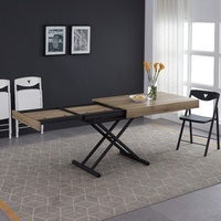 Table de salle à manger en bois MDF de style moderne, réglable en hauteur, trois tailles, table à café/à manger transformable extensible, convertible pour la maison