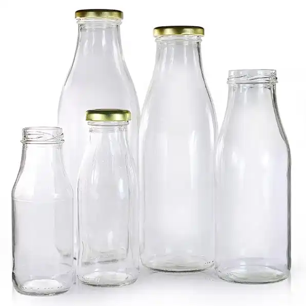 Botella zumos y leche cristal con tapa