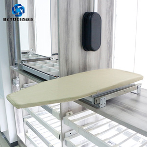 Betoci Concealed Sliding Ironing Board Mat Rectangle Wall Mounted Built-In Heat Resistant Beige Folding Rotating - Product Image 2