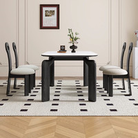 Ensemble de table à manger carrée moderne en bois massif gris de luxe avec chaises, écologique et durable, table à manger moderne en bois massif 6 places