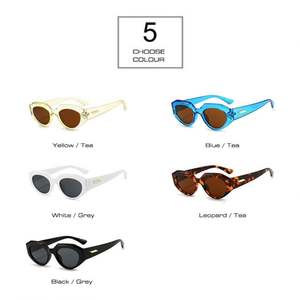 Lunettes de soleil carrées à monture fine bleu champagne rétro personnalisées 2022, lunettes de soleil œil de chat pour femmes - Product Image 6