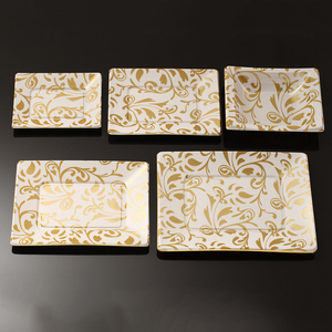 XUELI Party Catering Recubierto Durable Snack Fruit Bandejas Vajilla desechable Colorido Impreso Rectangular Platos <span class=keywords><strong>de</strong></span> plástico - Product Image 2